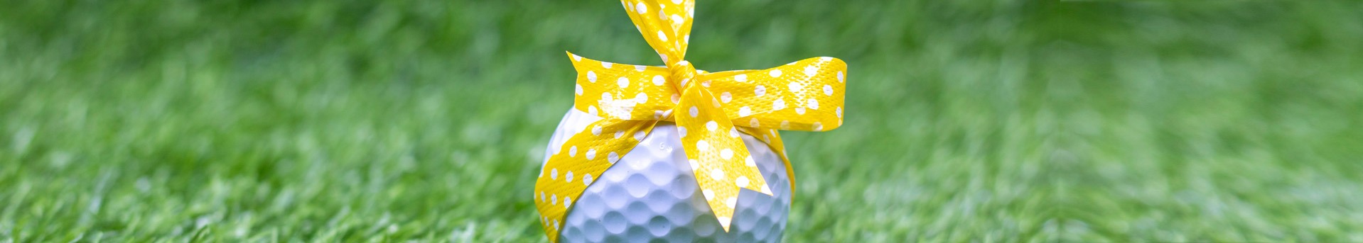 bow on golf ball on golf greens